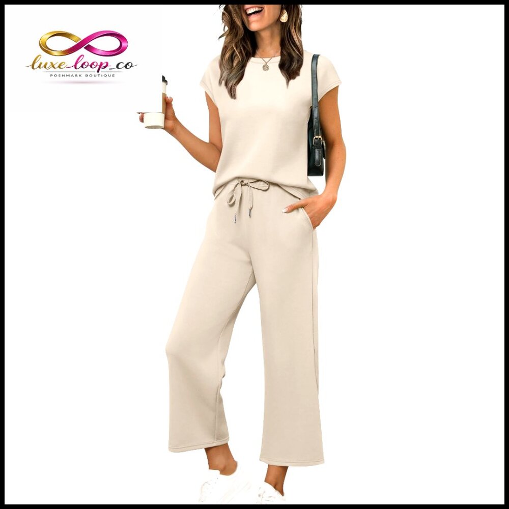 Medium Polyester Blend Two Piece Set Cap Sleeve T… - image 1